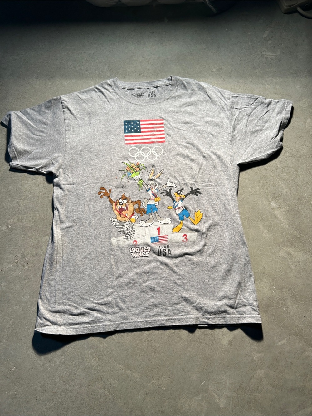 Warner Bros. Light Gray Looney Tunes Olympic Podium Tee